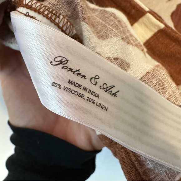 Porter & Ash Men’s Linen Geometric Casual Short Sleeve Button-Down Shirt - Picture 5 of 6